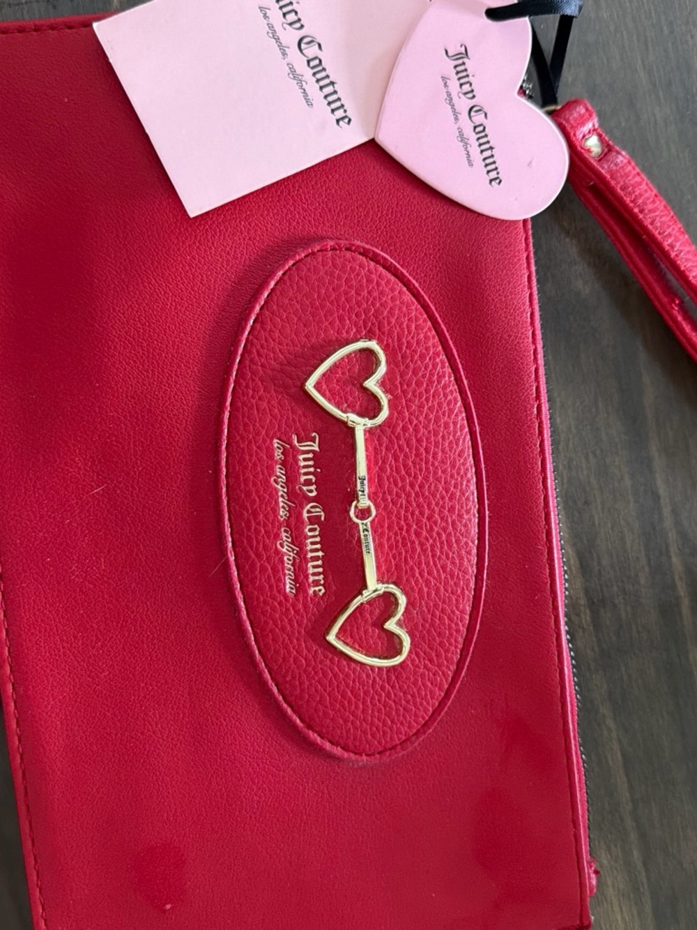Juicy Couture Red Heart Key Accent Wristlet Clutch